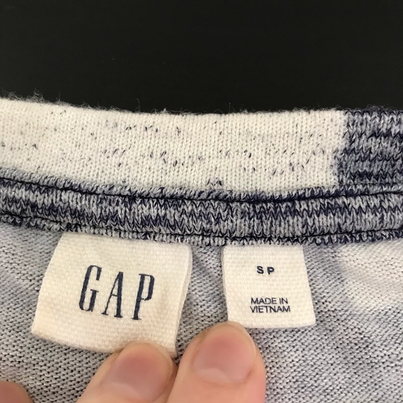 GAP Short Sleeve Top | Blue Stripe Patchwork Colour Block - Picture 6 of 8